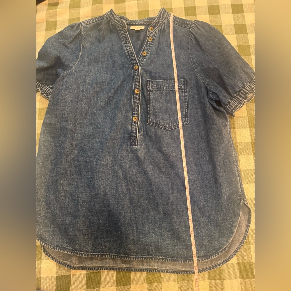 Pilcro Indigo Denim Henley Blouse - Picture 12 of 16